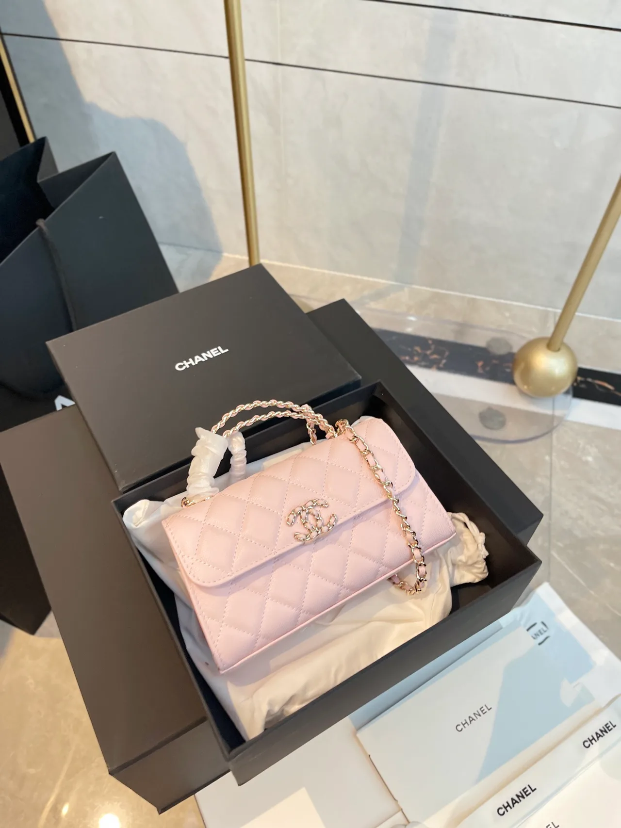 Chanel Mini Top-Handle Bag in Pink · view 2