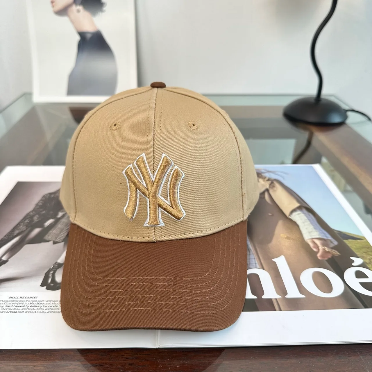 NY Letter Colorblock Baseball Cap in Brown & Black & Grey & Blue · view 2