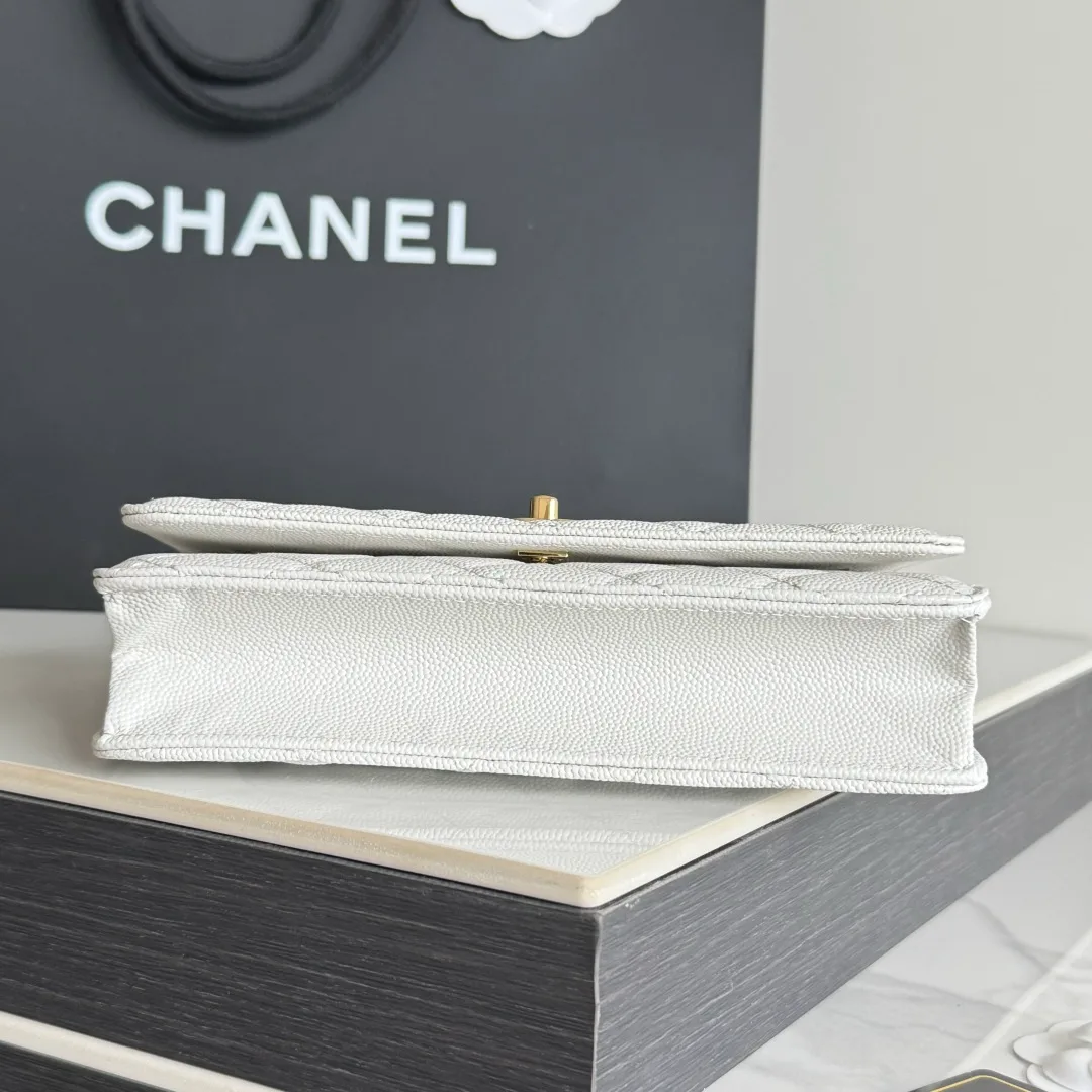 Chanel Calfskin Quilted Clutch in White · view 5