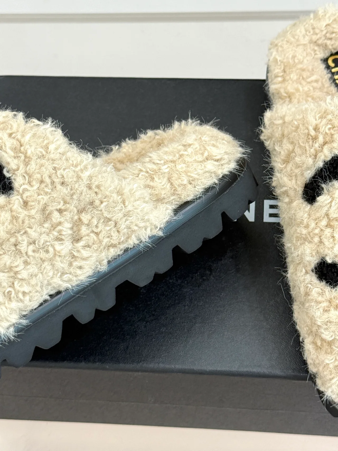Chanel Denim Slippers in Cream · view 6