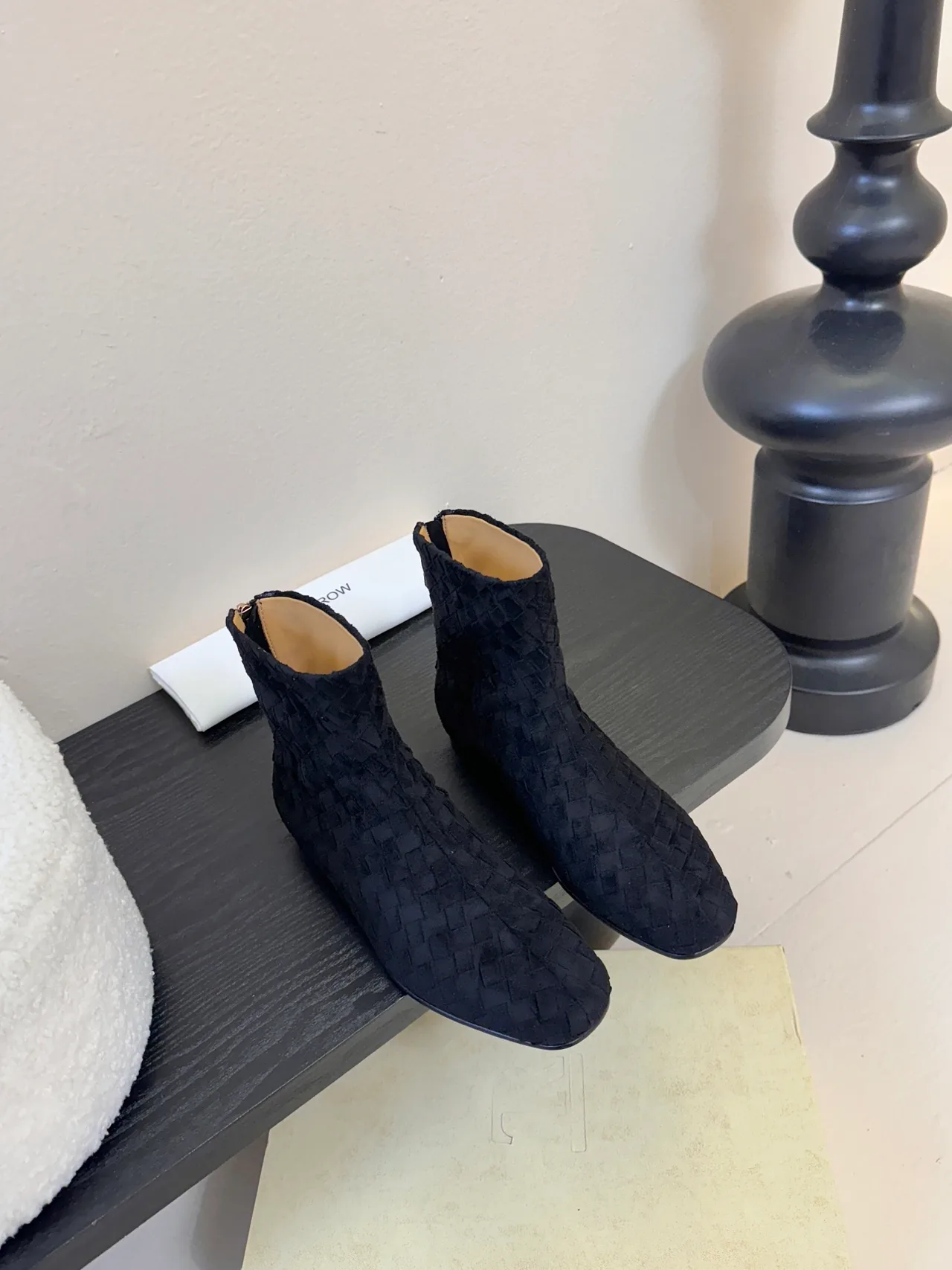 Quilted Woven Ankle Boots in Black · view 1