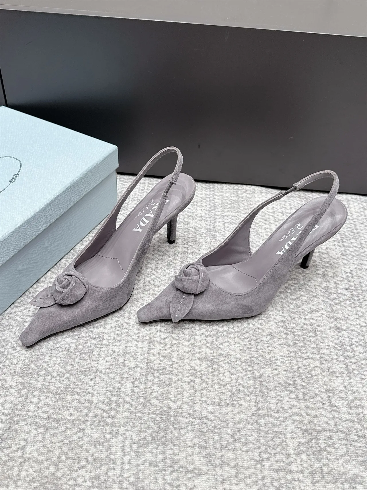 Prada Pointed Slingback Pumps in Grey · view 4