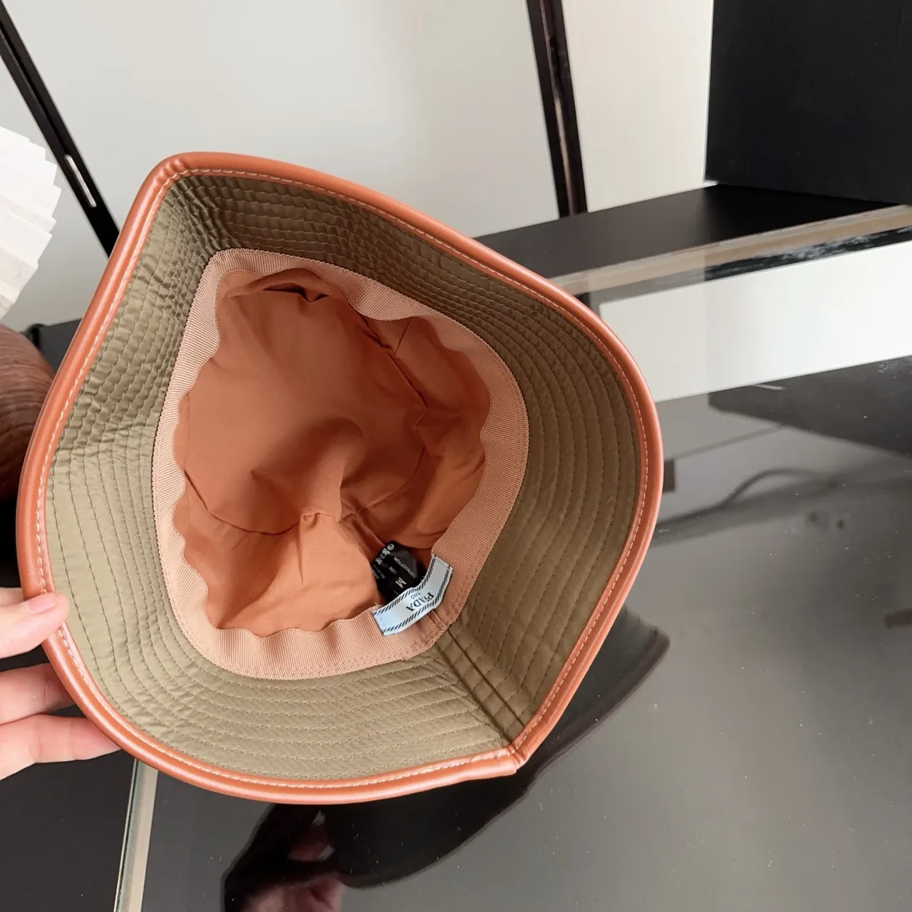 Prada Bucket Hat in Tan · view 8
