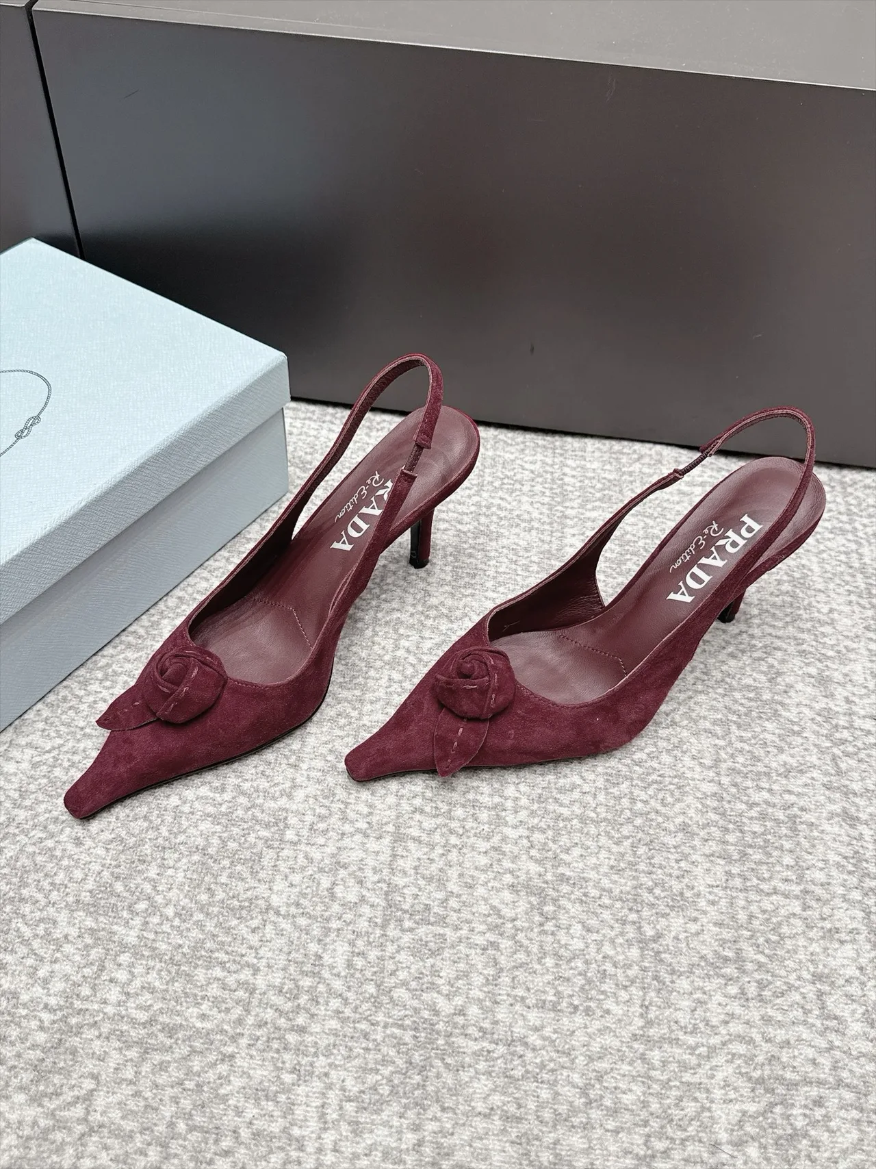 Prada Pointed Slingback Pumps in Burgundy · view 3