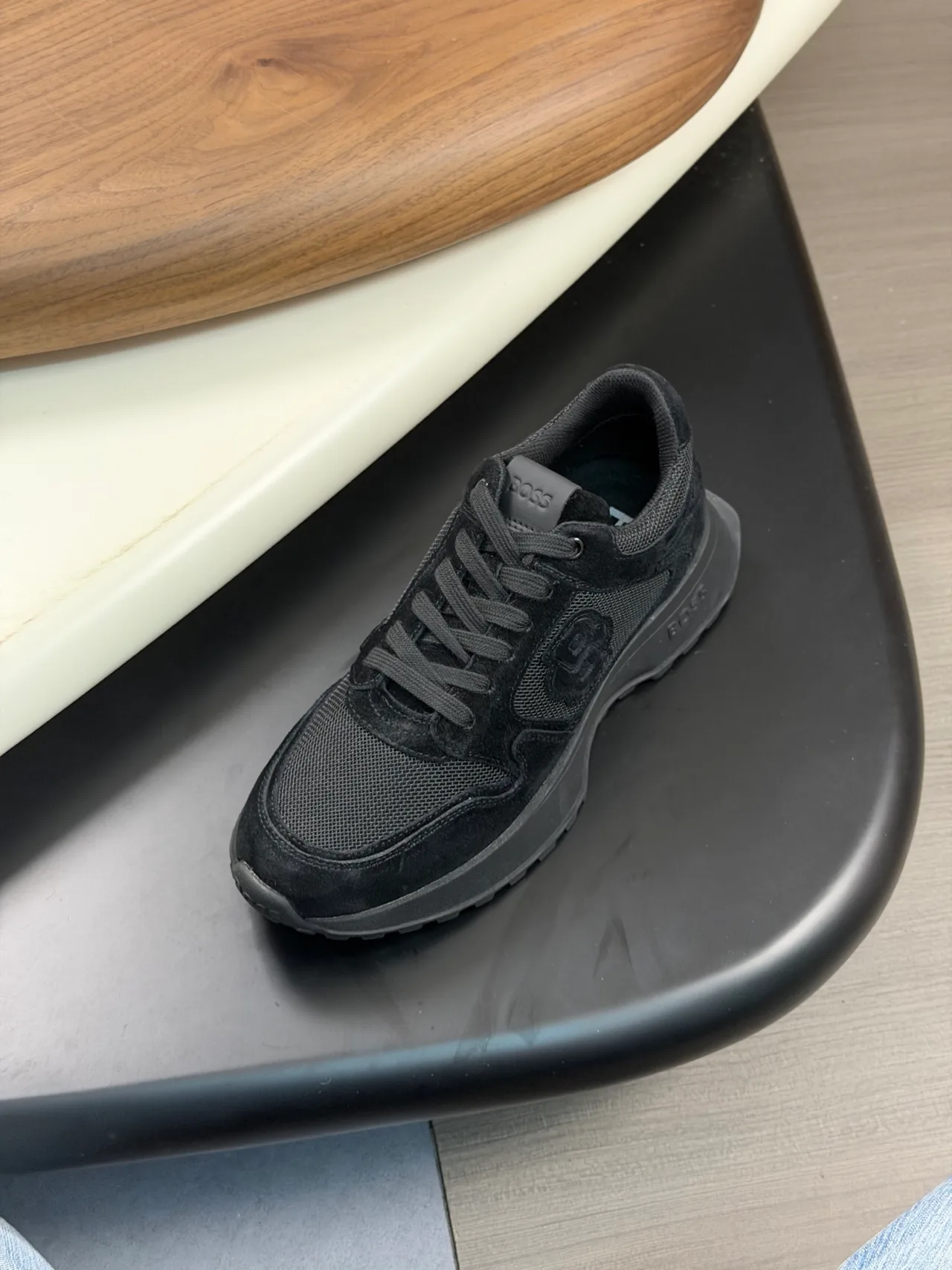 Boss Calfskin Sneakers in Black · view 6