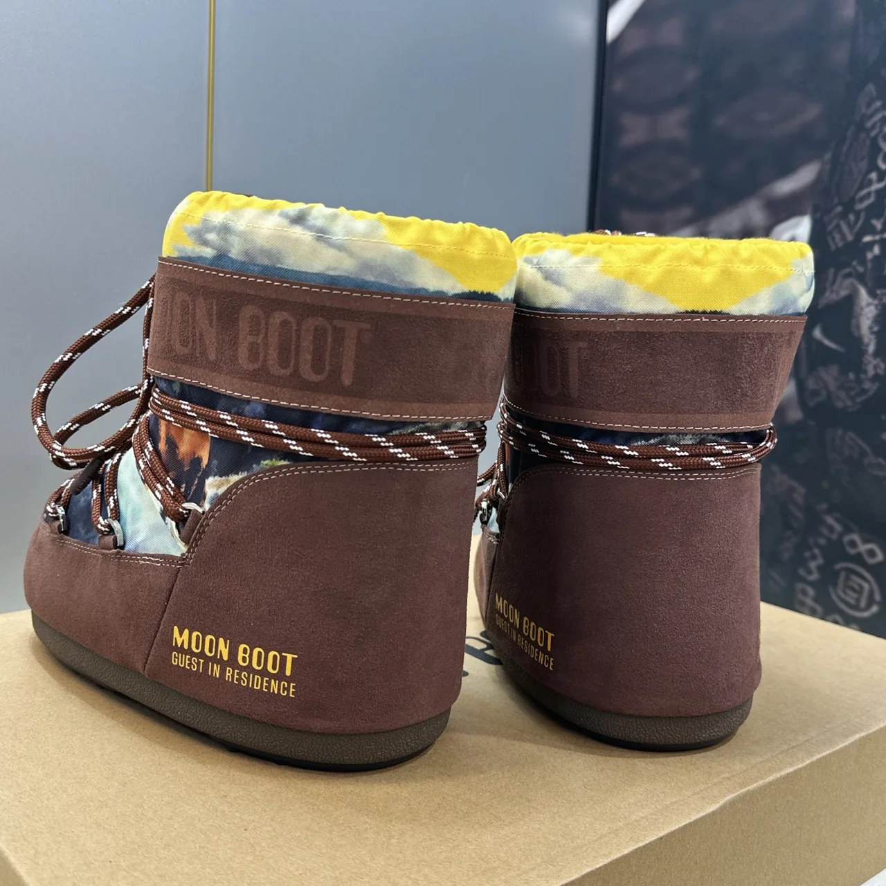 Moon Boot Woven Lace-Up Snow Boots in Brown · view 8