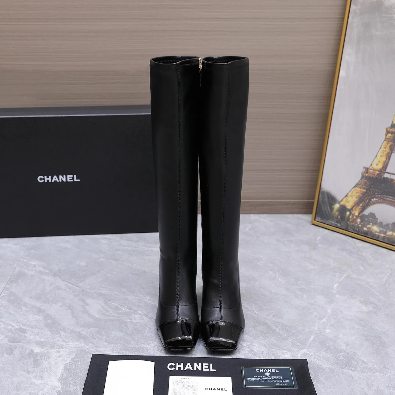 Chanel Cowhide Boots in Black · view 1