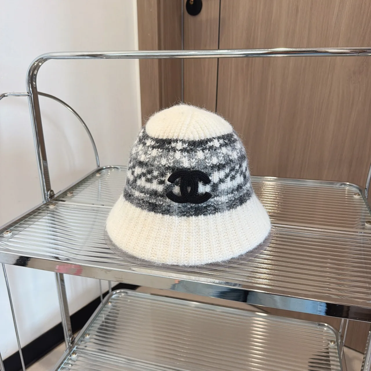 Chanel Pattern knit bucket hat in Red & Beige & White & Black & Brown · view 3