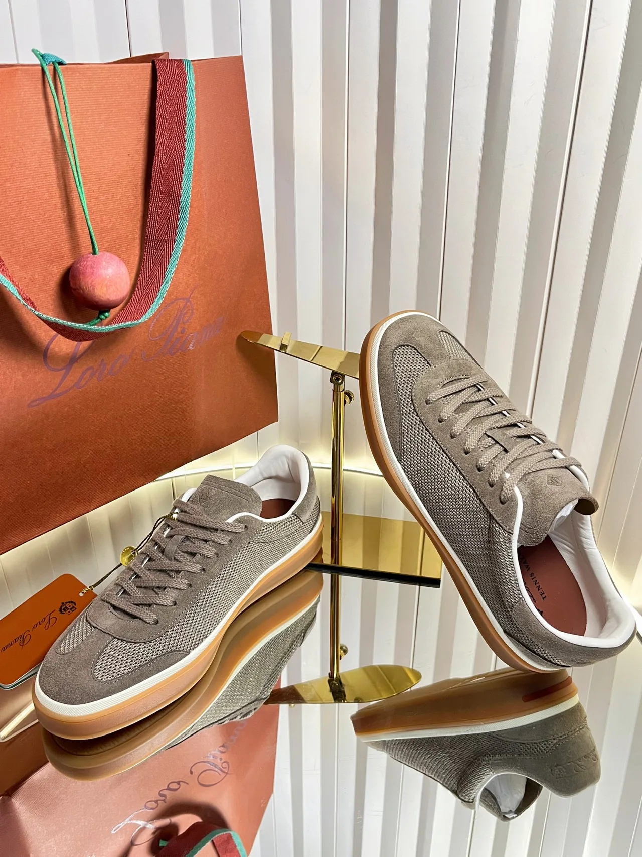 Loro Piana Cashmere Low-Top Sneakers in Grey · view 5