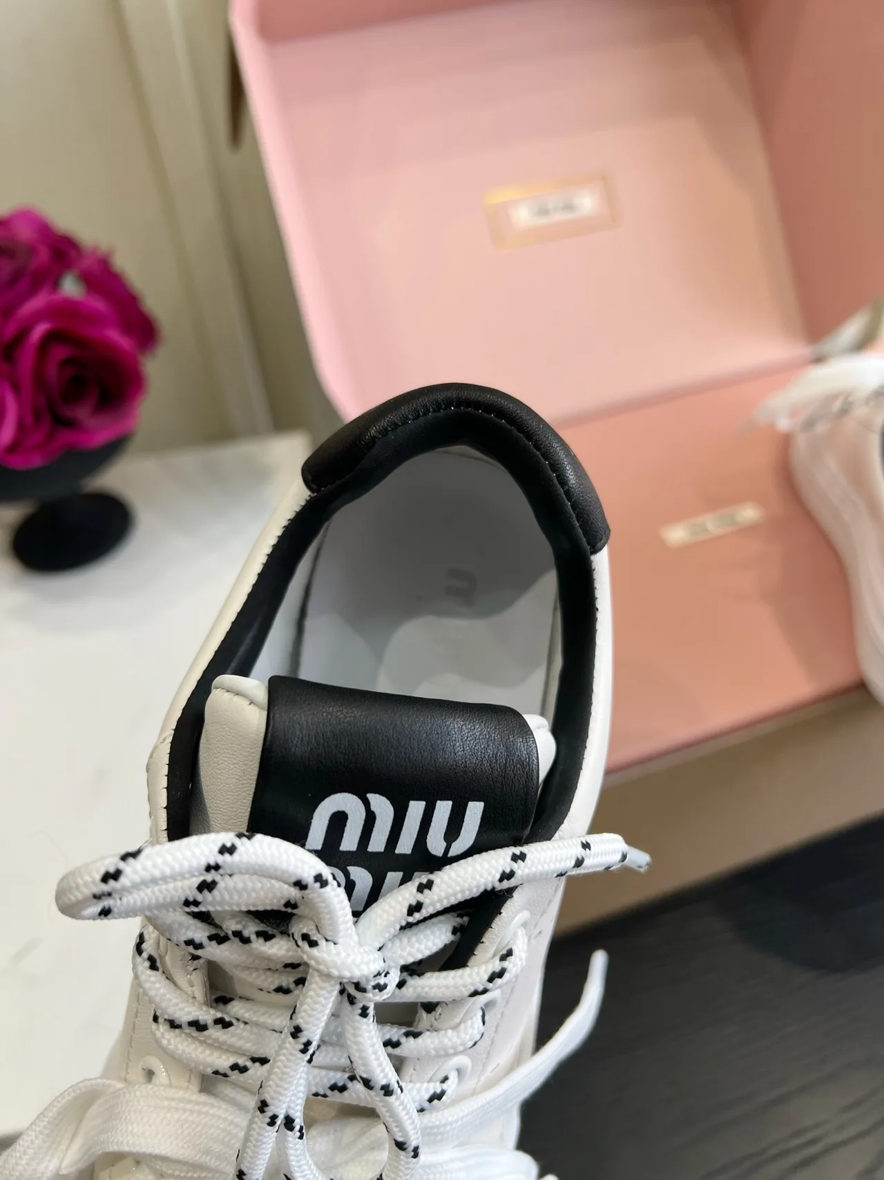 Miu Miu Cowhide Denim Sneakers in White · view 8