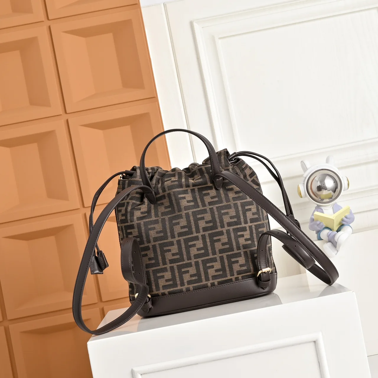 Fendi Woven Backpack in Brown · view 3