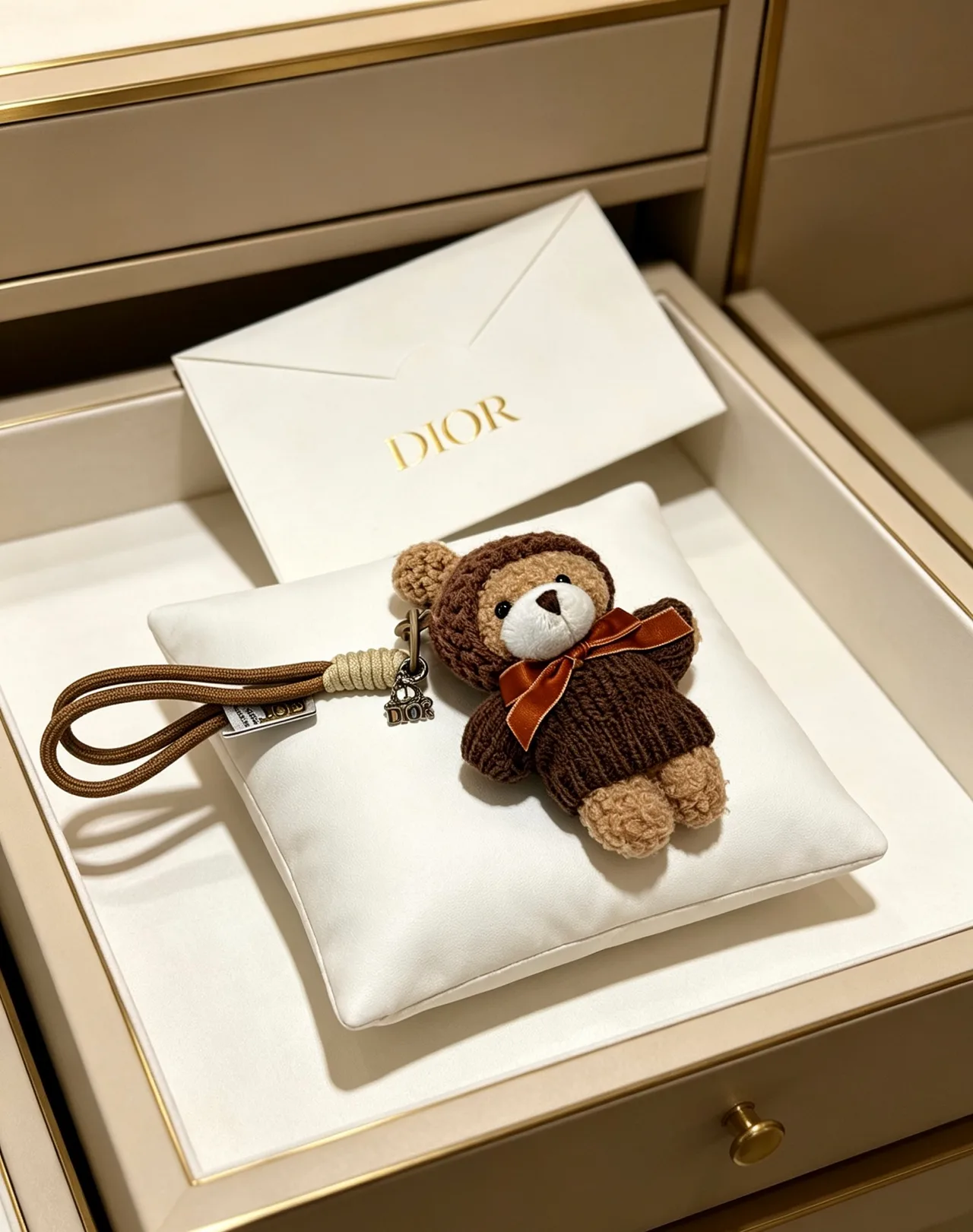 Dior Teddy Bear Bag Charm in Brown · view 3