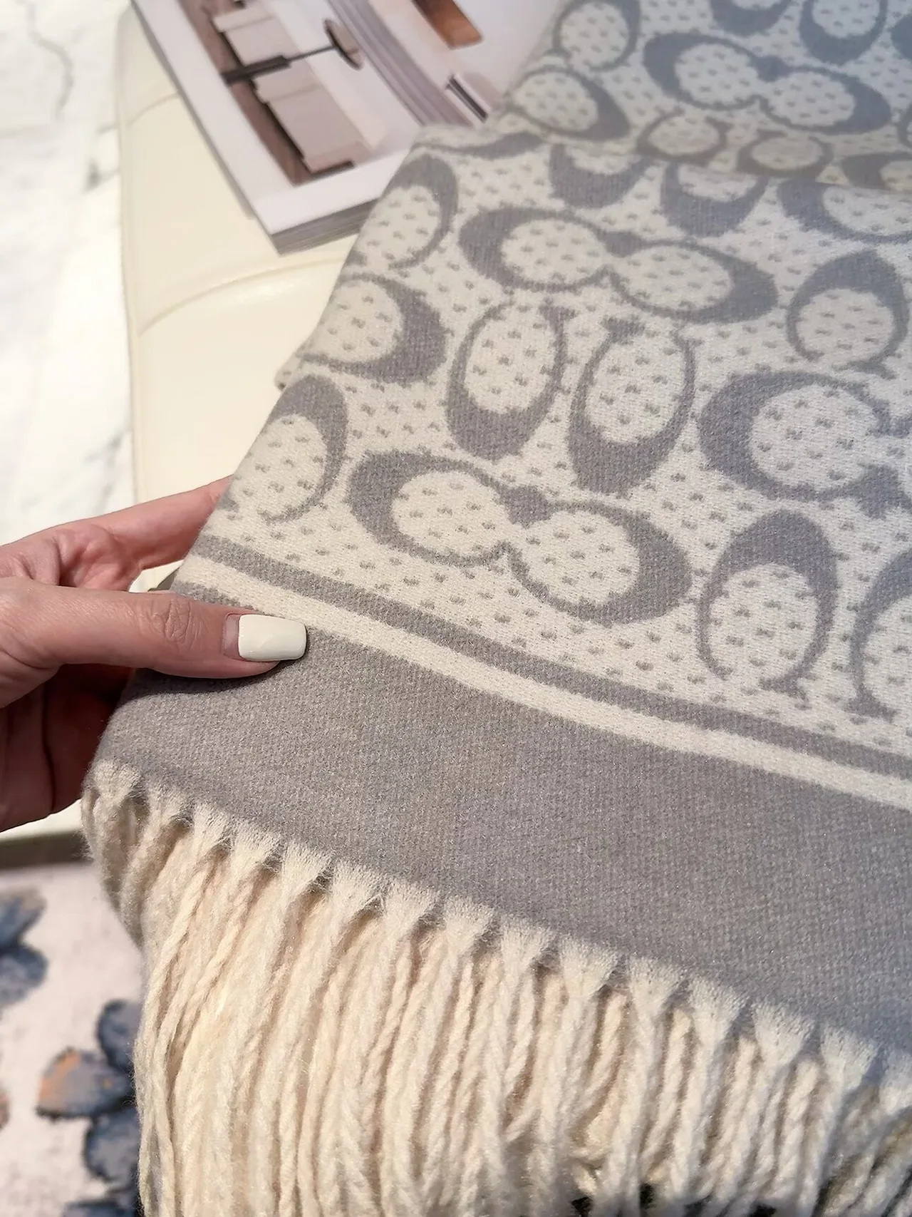 Coach Reversible Scarf in Grey & Black · view 5