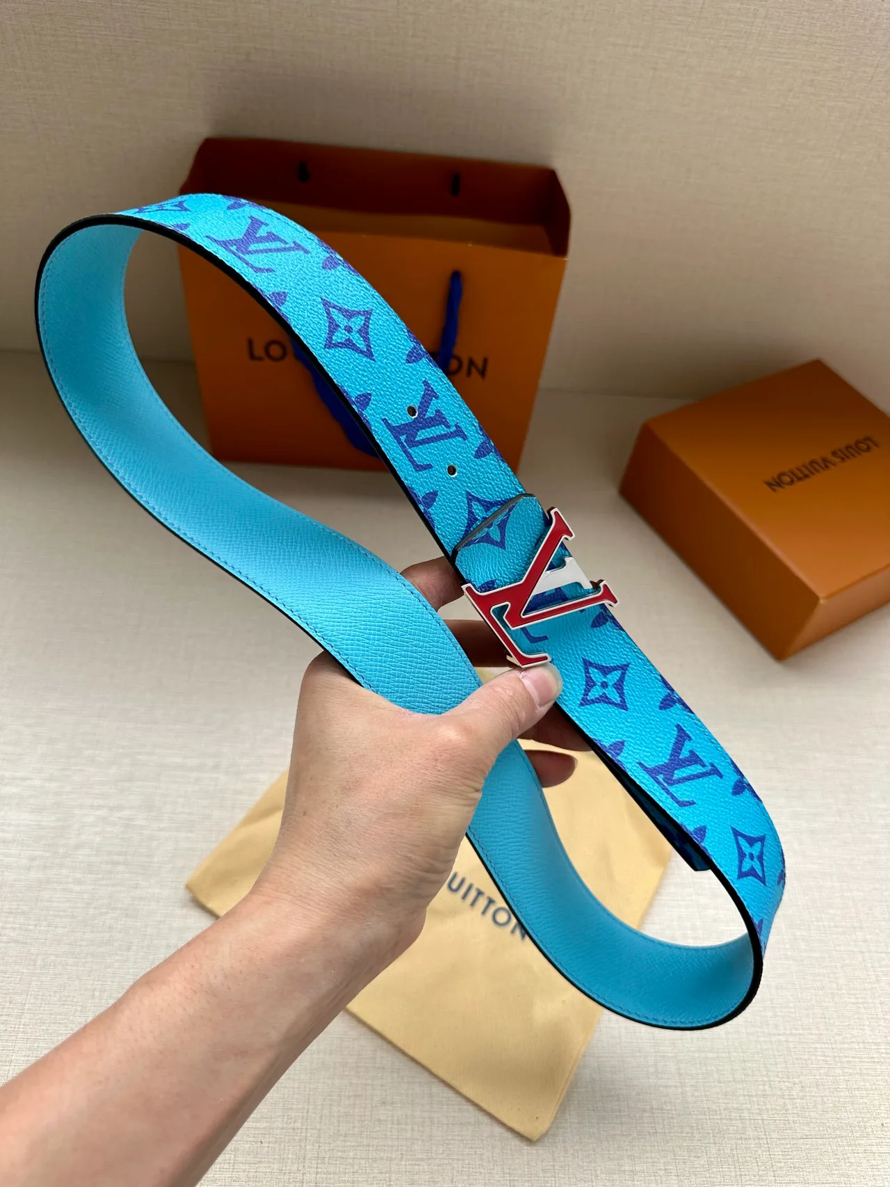 Louis Vuitton Canvas Glossy Belt in Blue · view 6