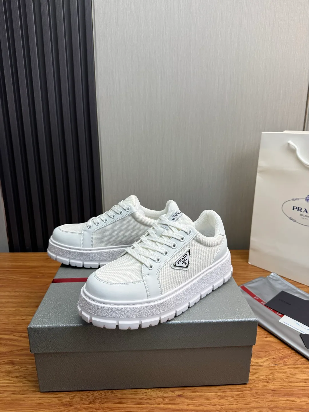 Prada Cowhide Sneakers in White · view 3