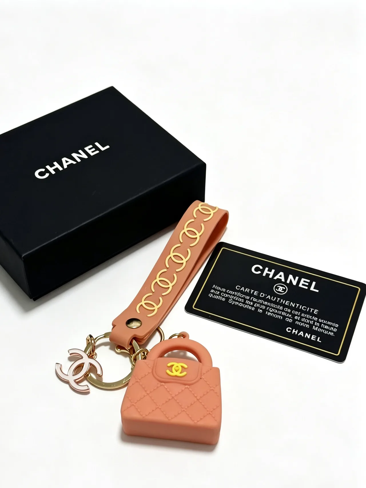 Chanel Quilted Mini Bag Keychain in Pink · view 5