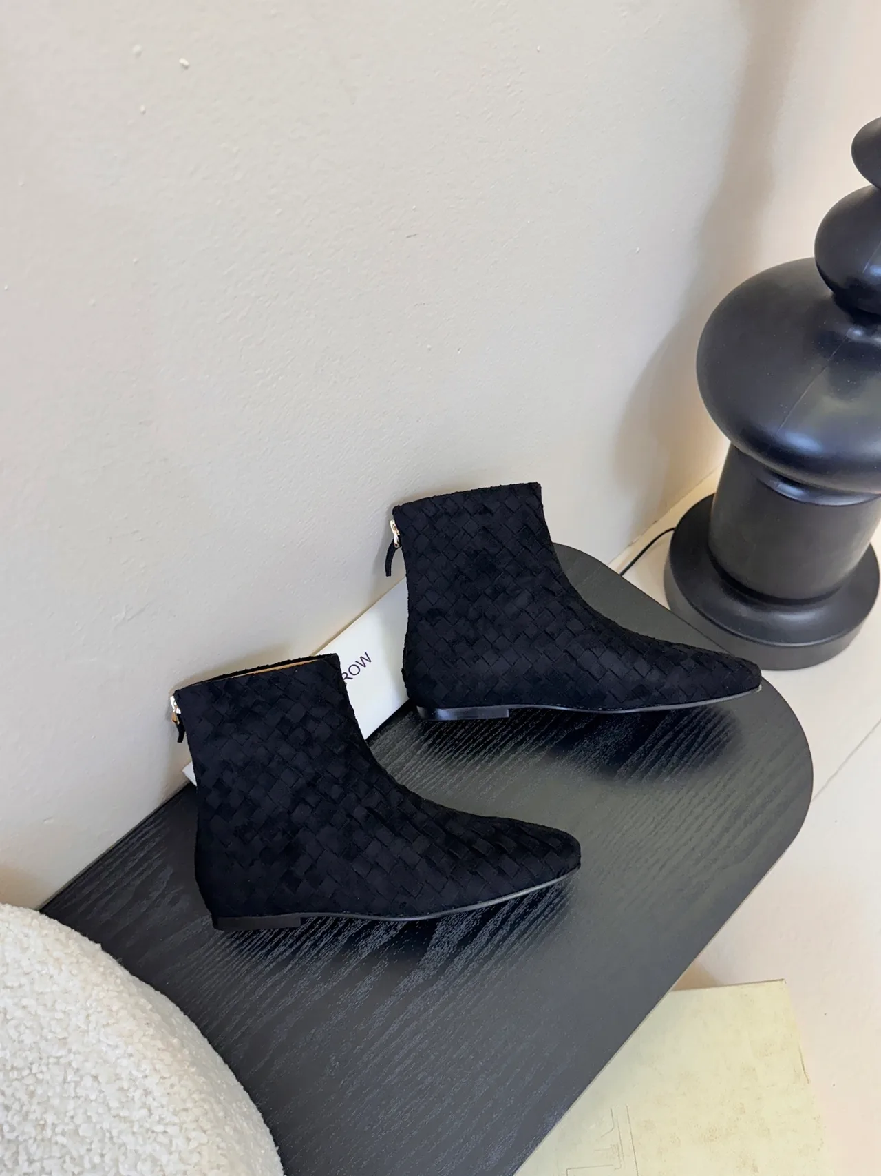 Quilted Woven Ankle Boots in Black · view 4