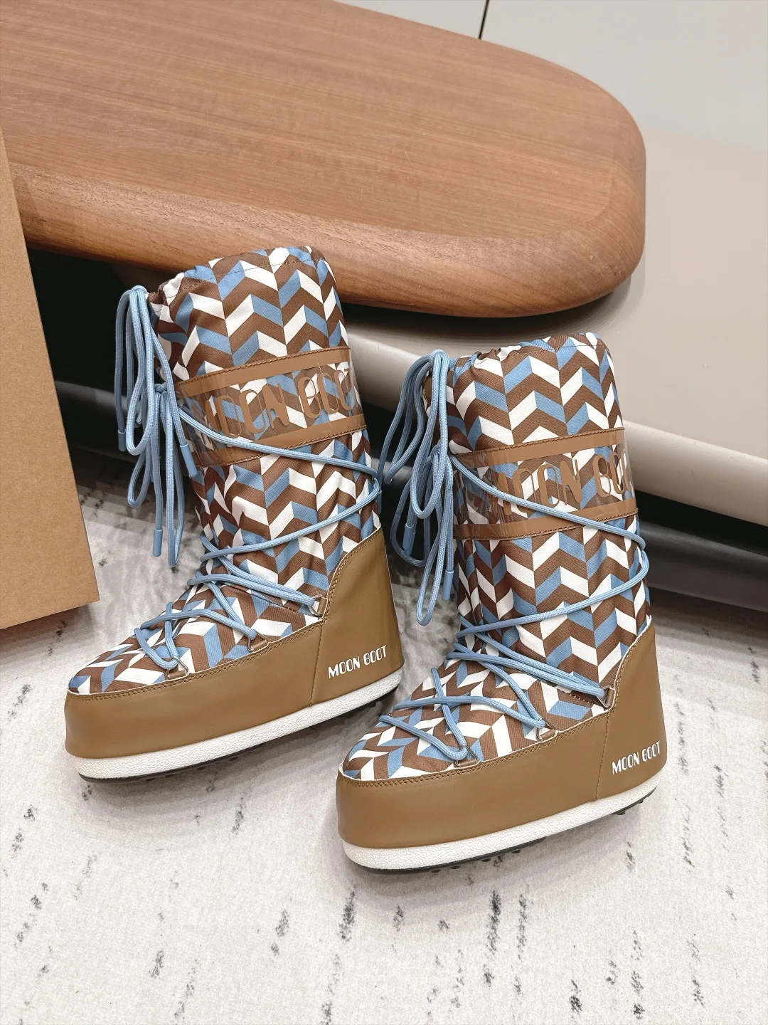 Moon Boot Woven Chevron Snow Boots in Brown · view 4