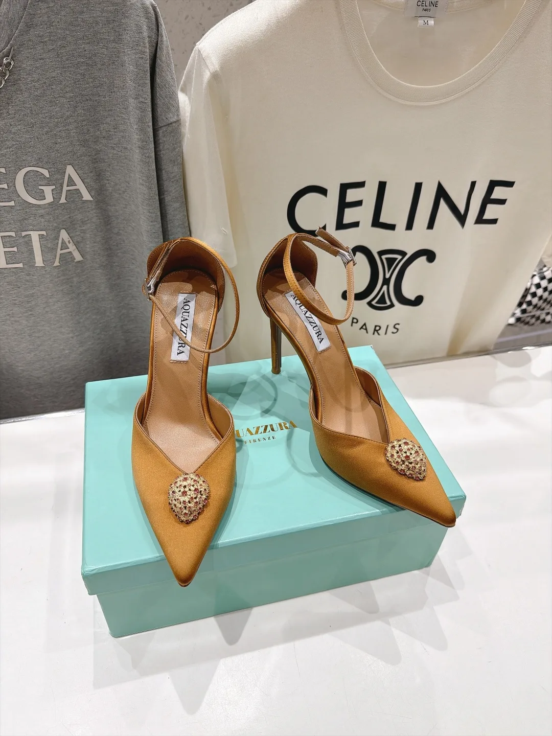 Aquazzura Silk Glossy Pointed-Toe Pointed Slingback Pumps in Yellow · view 2