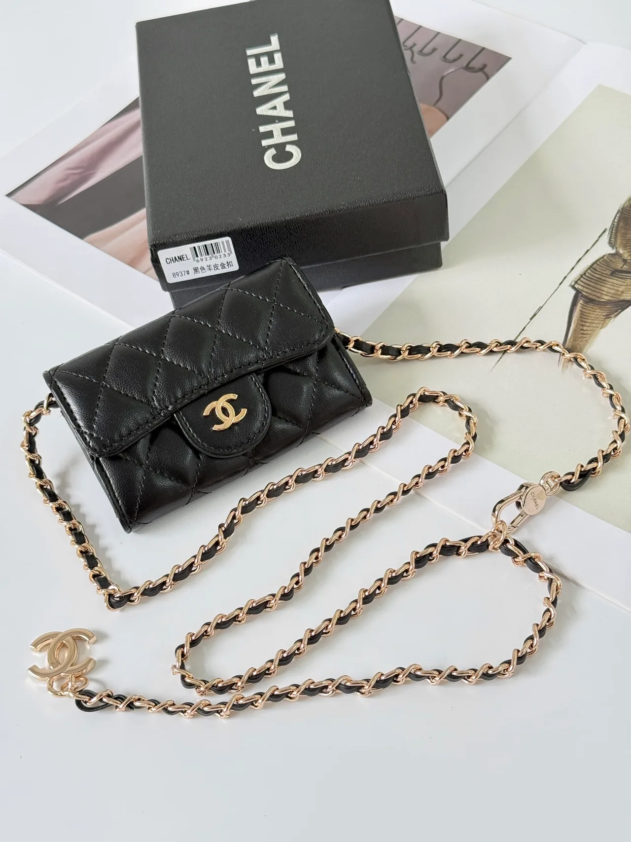 Chanel Quilted Chain Pouch in Black · view 1