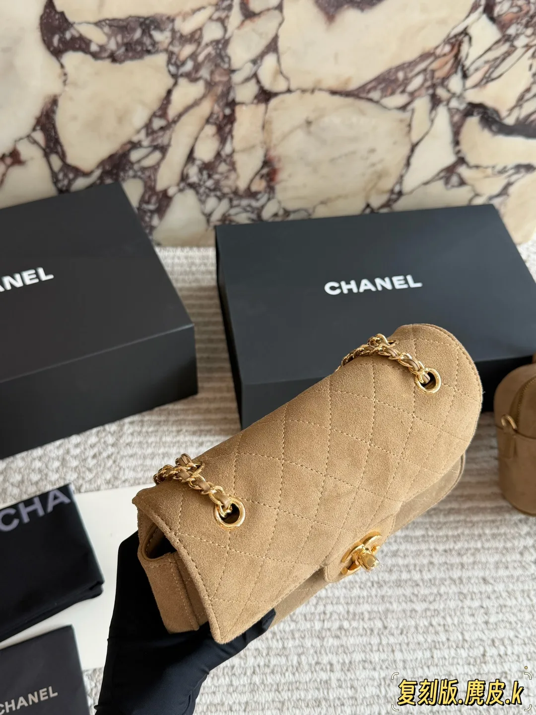 Chanel Quilted Clutch in Beige · view 2