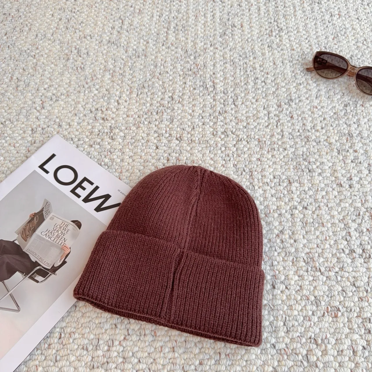 Chanel Beanie in Burgundy · view 3