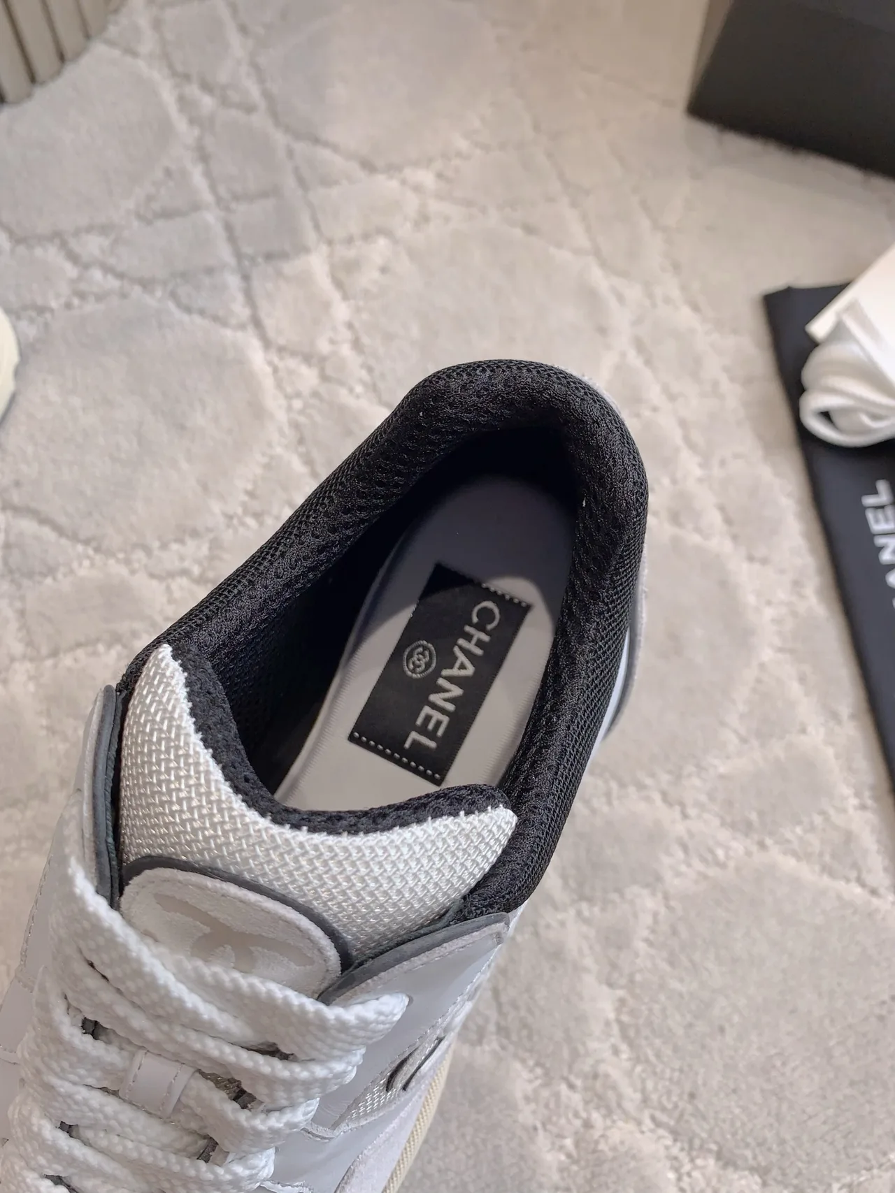 Chanel Quilted Sneakers in White · view 8