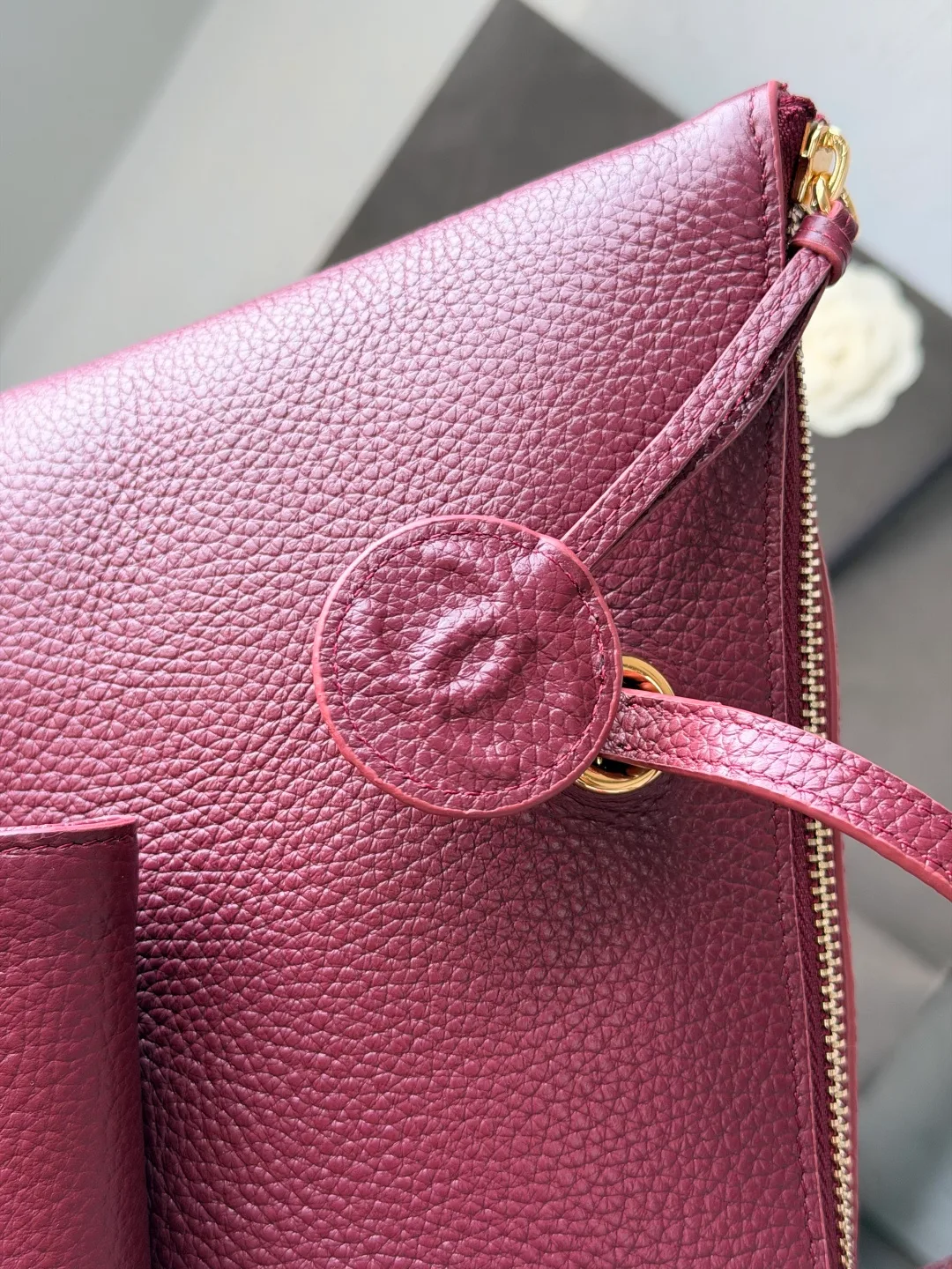 Chanel Leather Smooth Tote in Burgundy · view 8