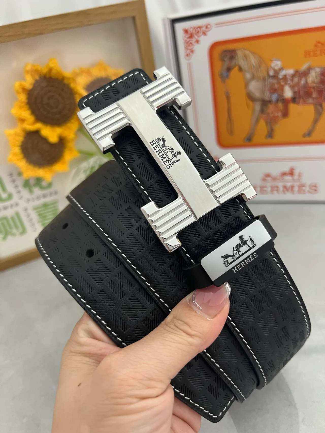 Hermes H Buckle Belt in Black · view 1