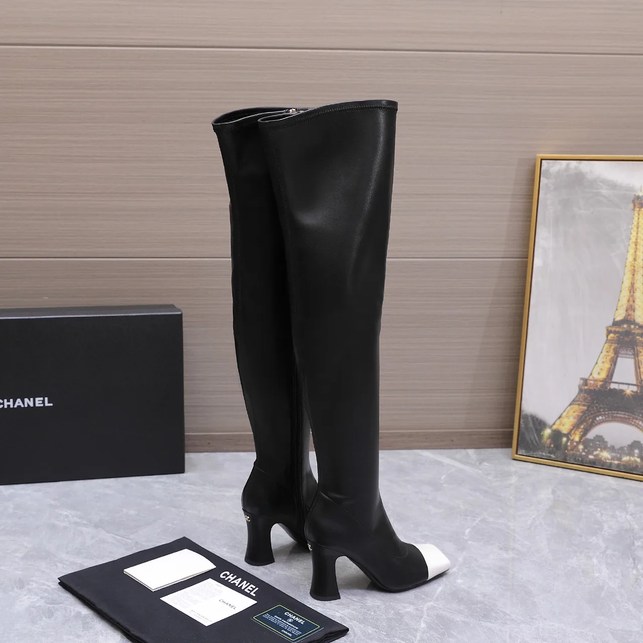 Chanel Cowhide Boots in Black · view 4