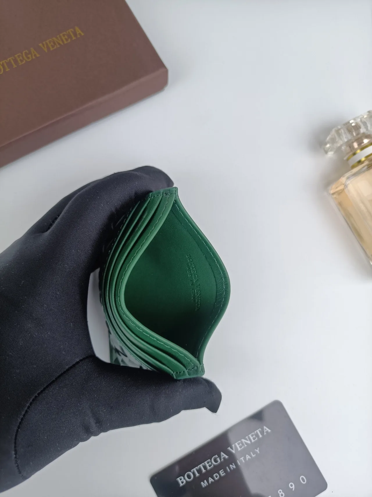 Bottega Veneta Woven Cardholder in Green · view 5