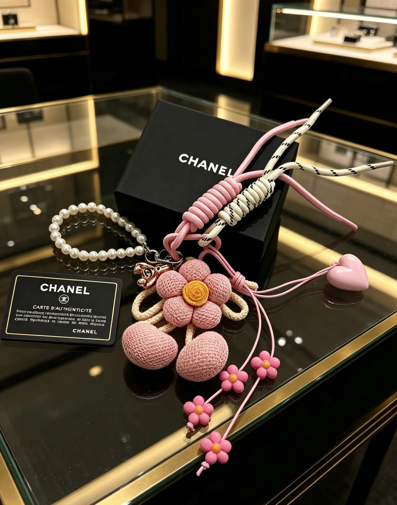 Chanel Flower Bag Charm in Pink · view 4