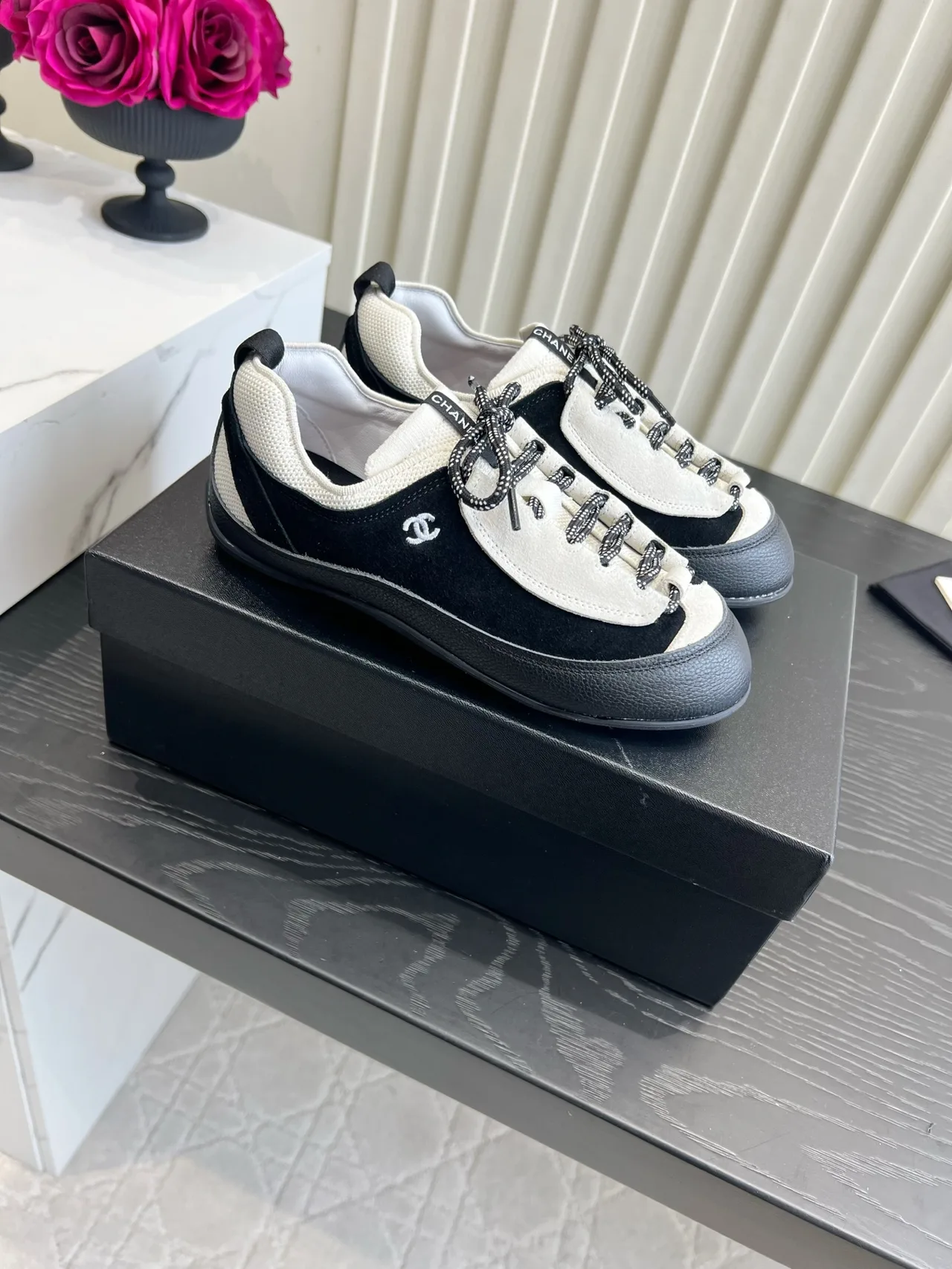 Chanel Cowhide Smooth Sneakers in Black · view 3