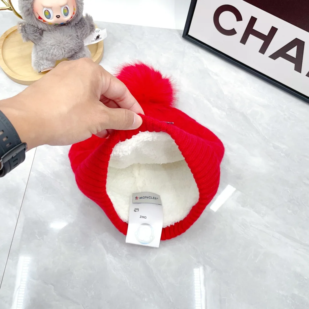 Moncler Wool Beanie, Scarf and Gloves Set in Red · view 5