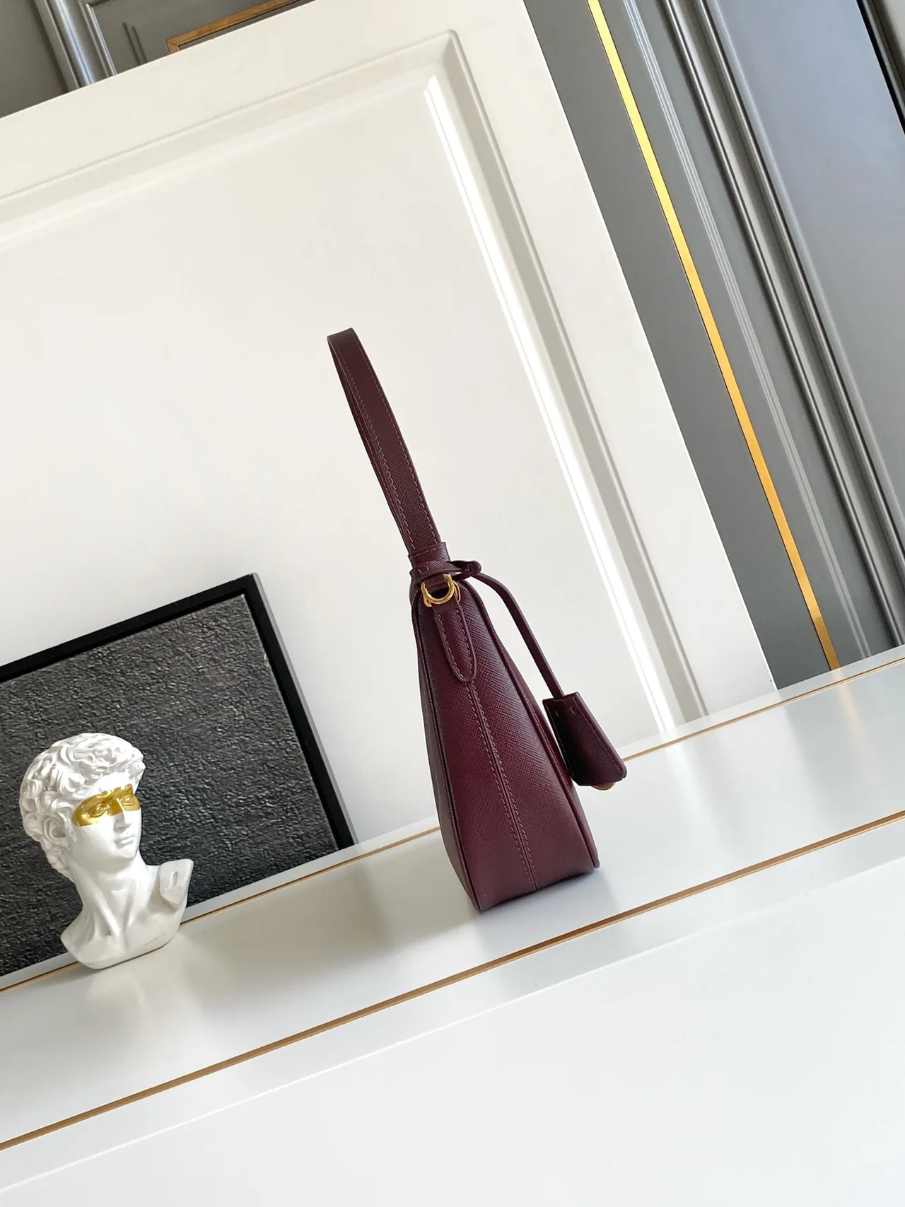 Prada Smooth Hobo Bag in Burgundy · view 3
