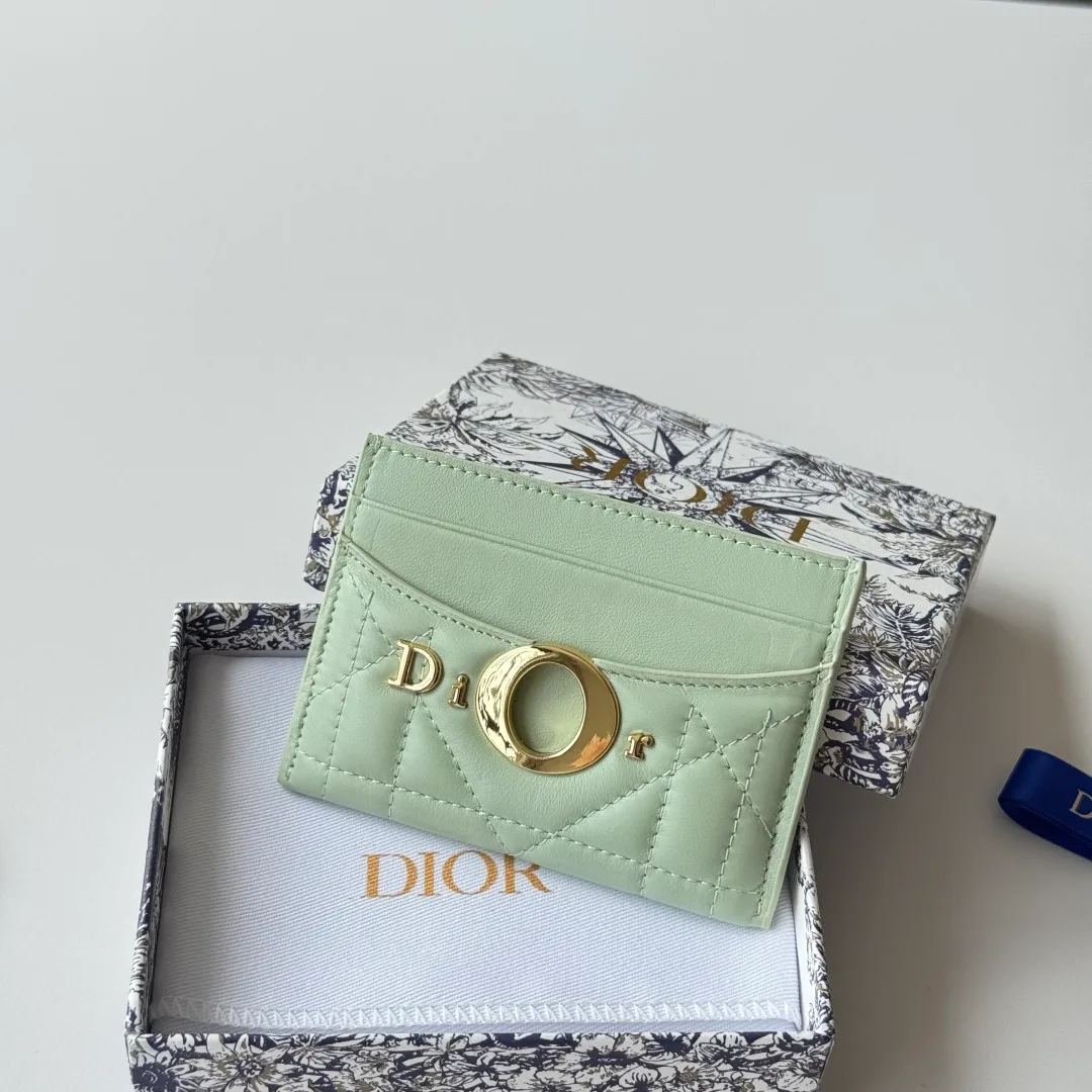Dior Lambskin Quilted Cardholder in Green · view 7