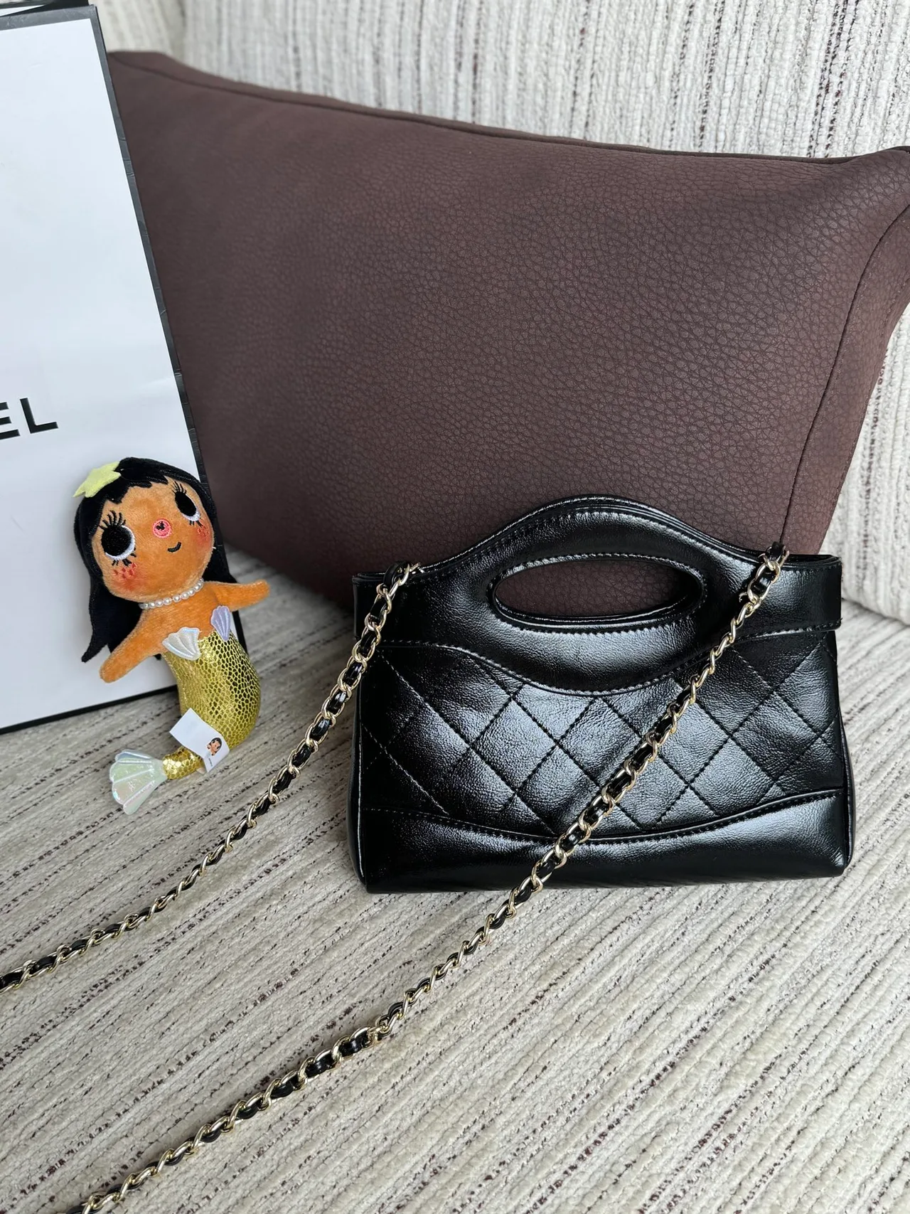Chanel Quilted Top-Handle Mini Bag in Black · view 3