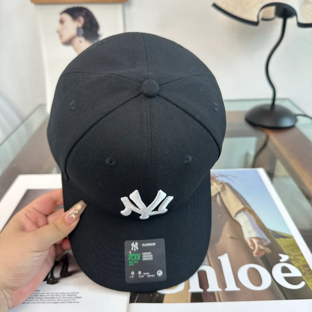Embroidered NY Letter Baseball Cap in Black · view 5