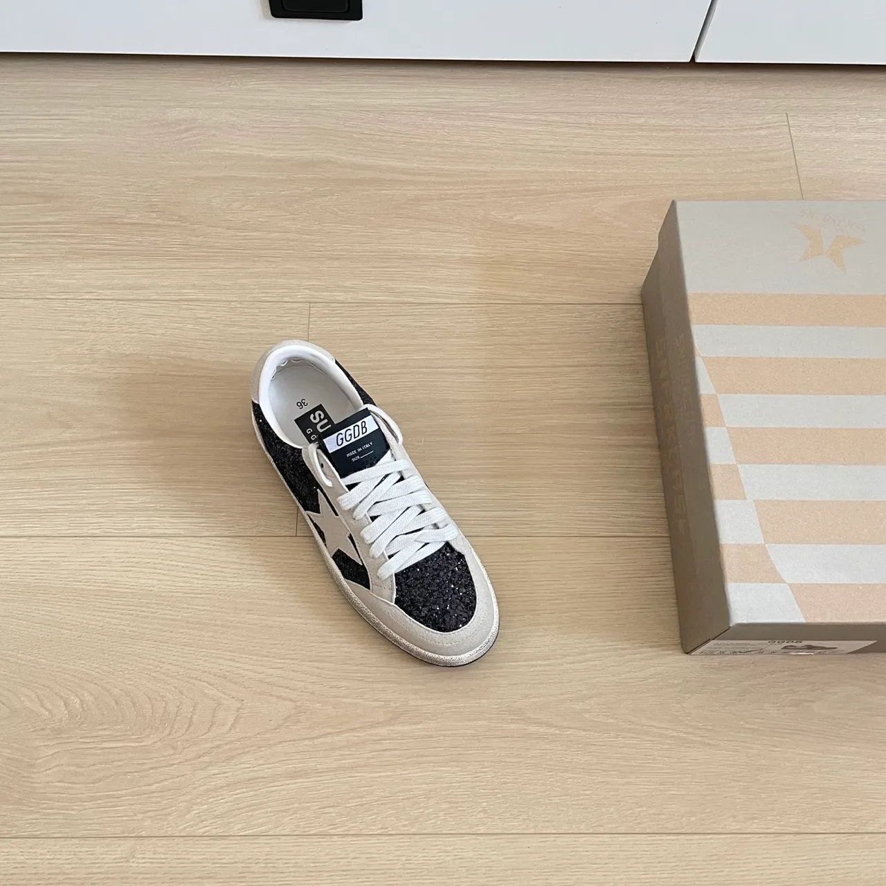 Golden Goose Glitter-Toe Star Sneakers in White · view 7