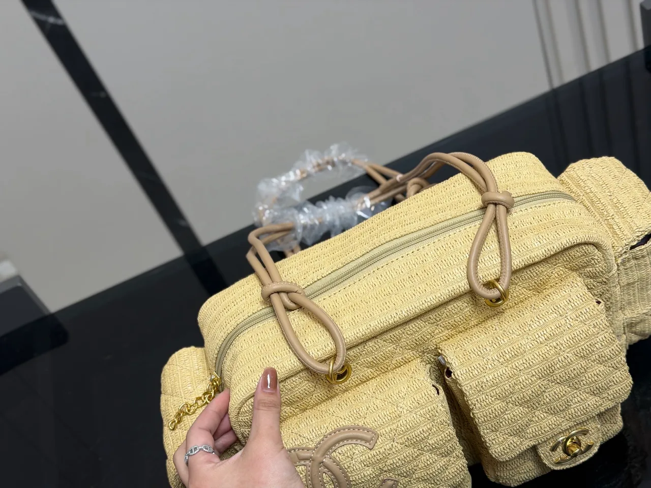 Chanel Denim Shoulder Bag in Yellow · view 5