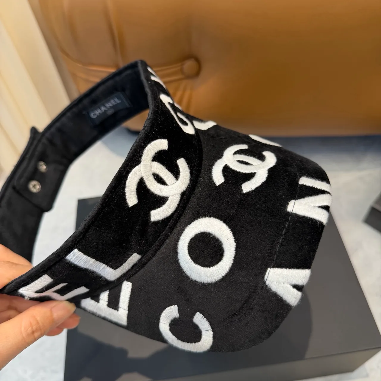 Chanel Glossy CC Sun Visor in Black · view 7