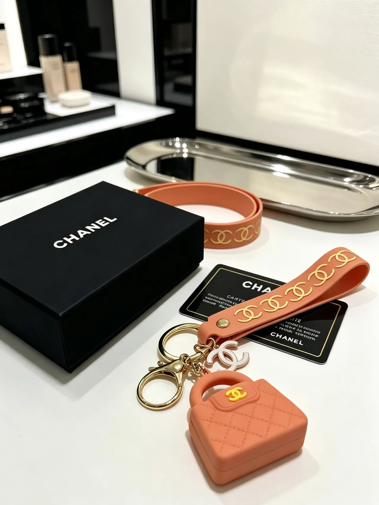 Chanel Quilted Mini Bag Keychain in Pink · view 6