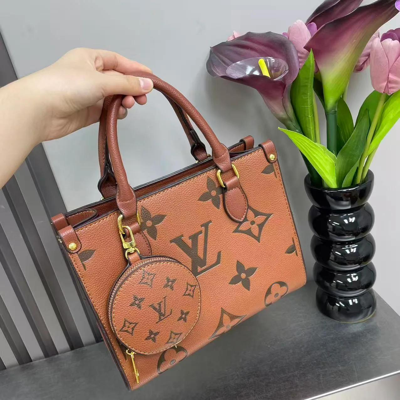 Louis Vuitton Giant monogram tote in Black & Pink & Beige & Blue & Cream & Brown & Red · view 6