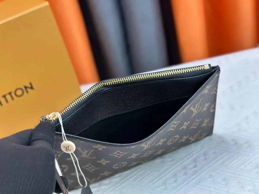 Louis Vuitton Calfskin Wristlet Pouch in Brown · view 6