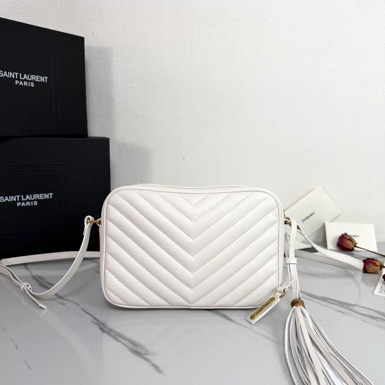 Saint Laurent Quilted Handbag in White · view 3