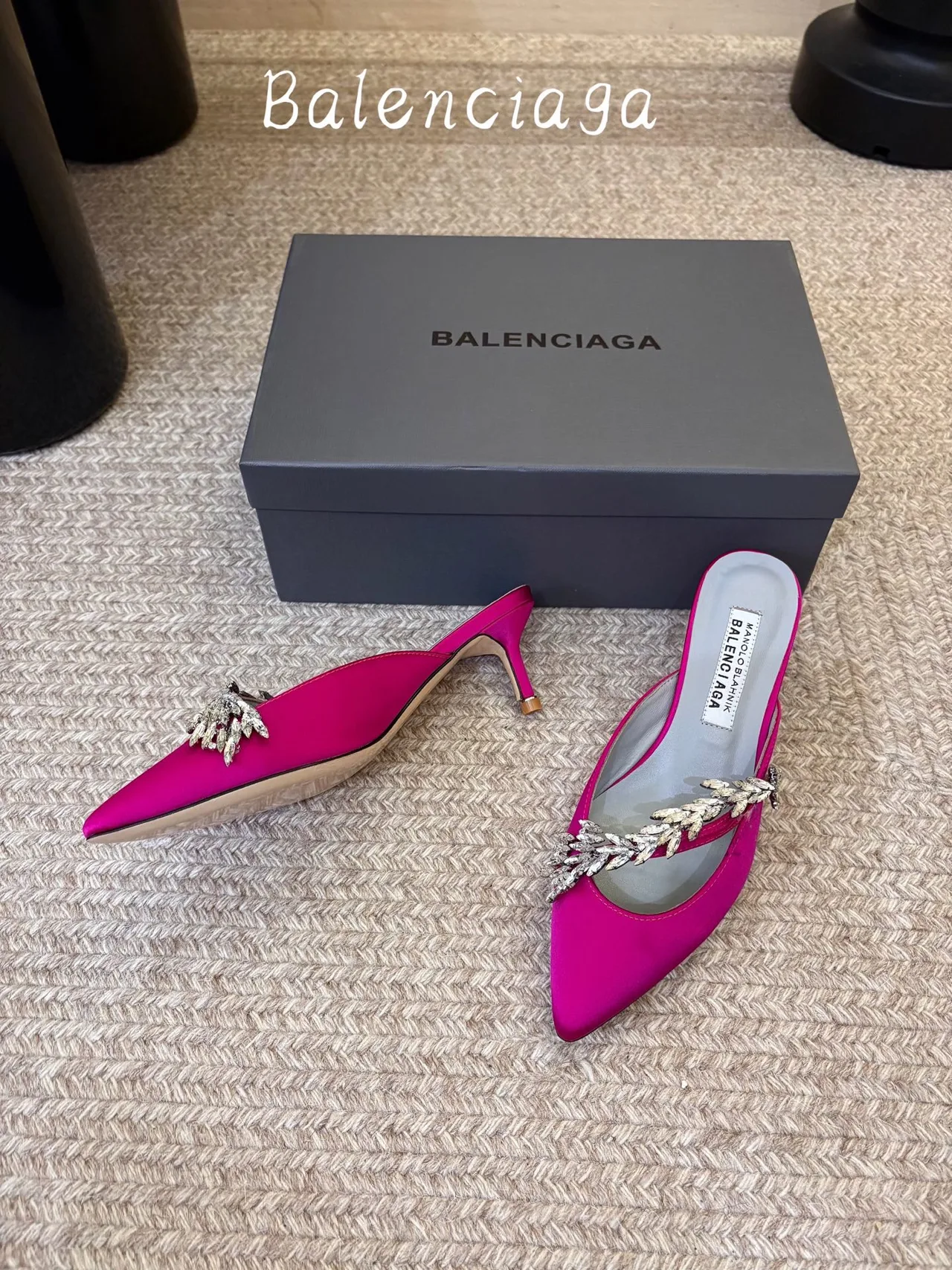Balenciaga Silk Pointed-Toe Mules in Pink · view 5