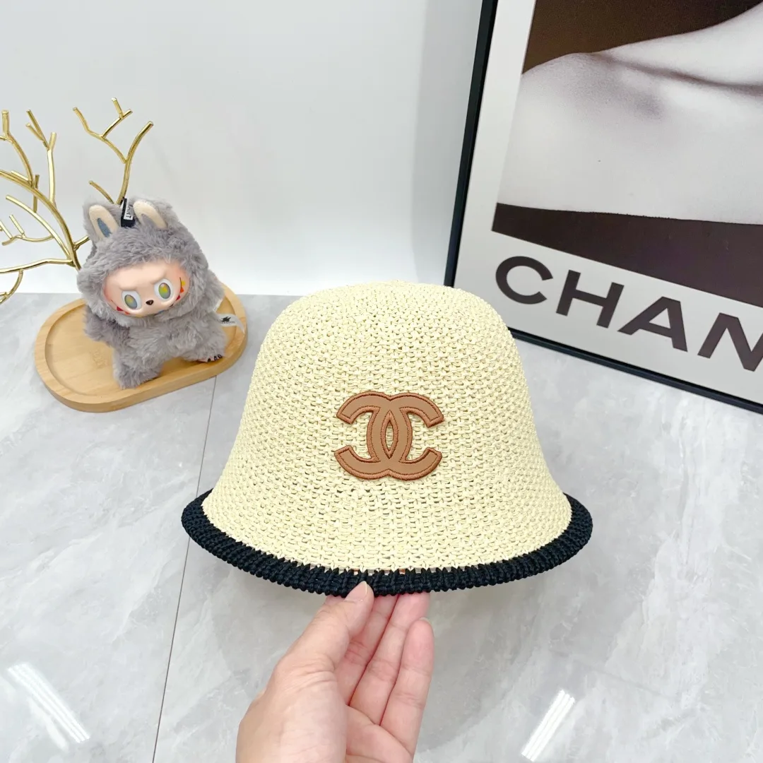 Chanel Woven Bucket Hat in White & Blue & Beige & Brown · view 7