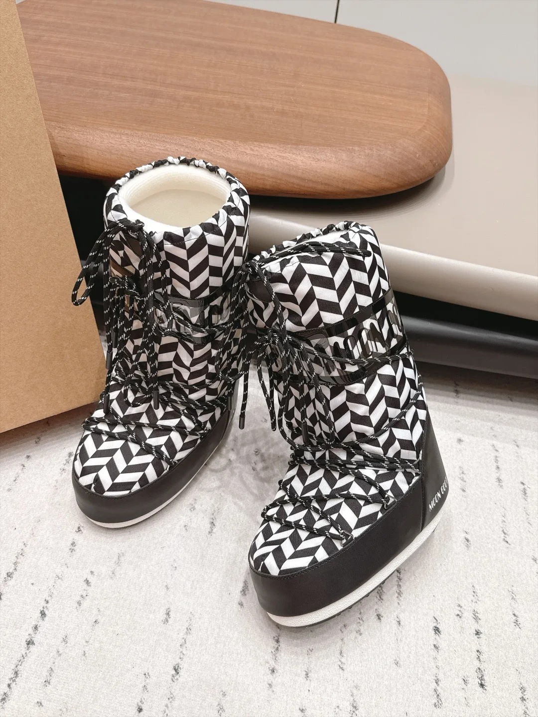 Moon Boot Lace-Up Snow Boots in Black · view 3