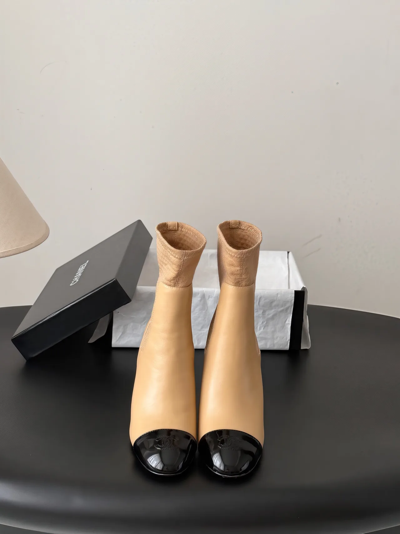 Chanel Cowhide Boots in Tan · view 1