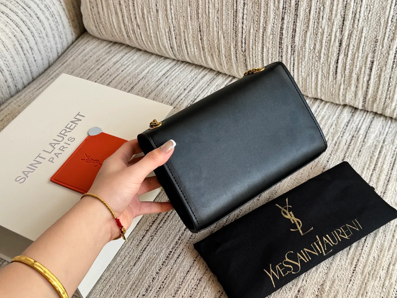 Saint Laurent Monogram chain wallet in Black & White · view 5